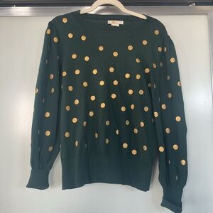 Boden Dark Green Sweater with Gold Dots size 12